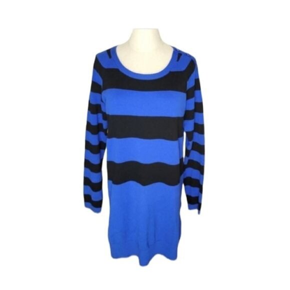 Lolë Striped Color Block Recycled Scoop Sweater Dress Tunic Medium - Picture 1 of 4